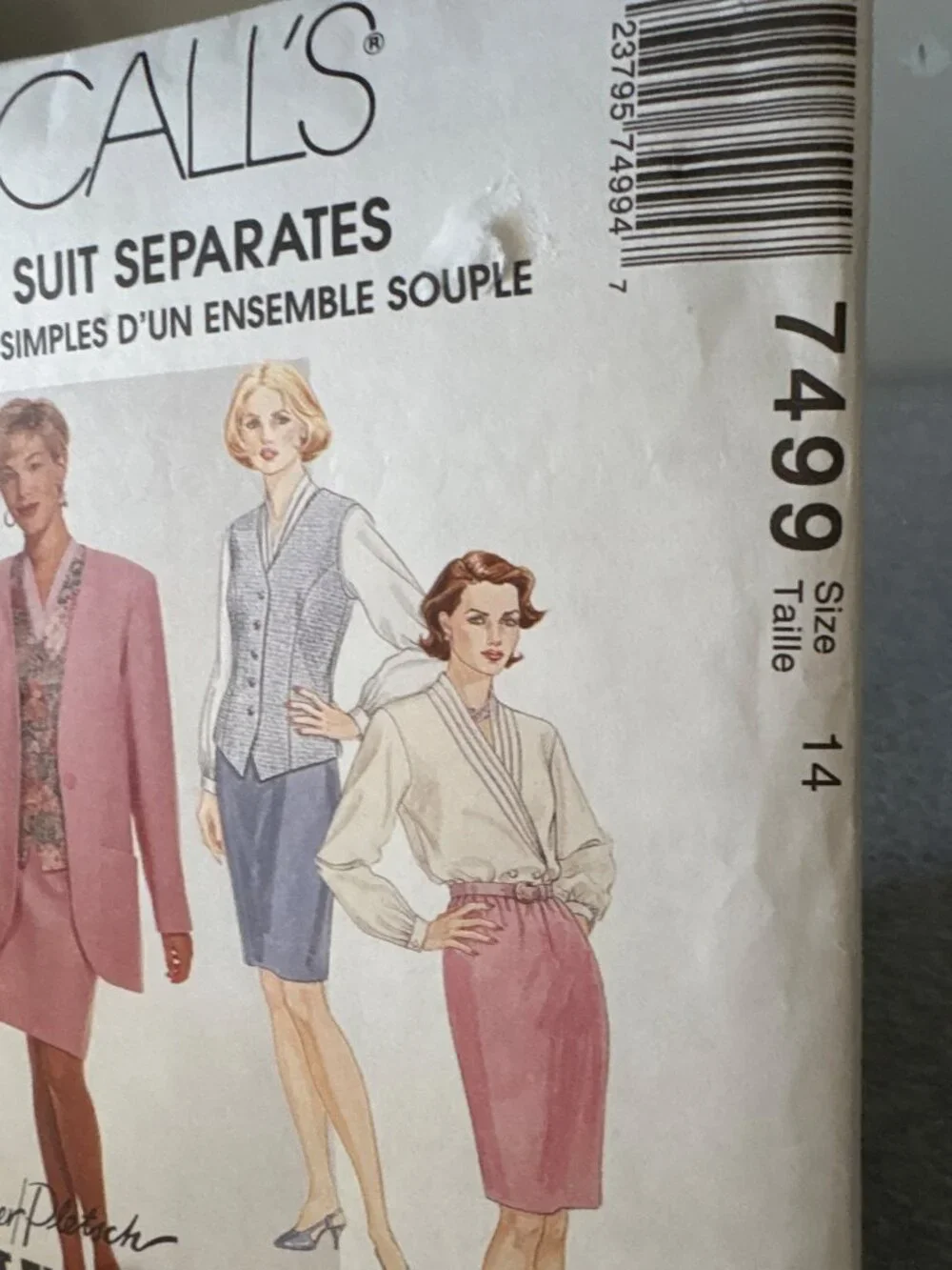 McCalls 7499 Suit Separates Sewing Pattern Size 14 Uncut 1995 Vintage